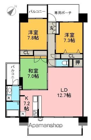 ビ・ウェル高知城公園 1101号室 間取り