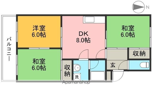 サンハイツ藤村 303号室 間取り