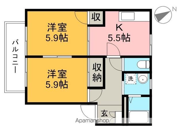 ファミール一柳　Ｂ棟 101号室 間取り
