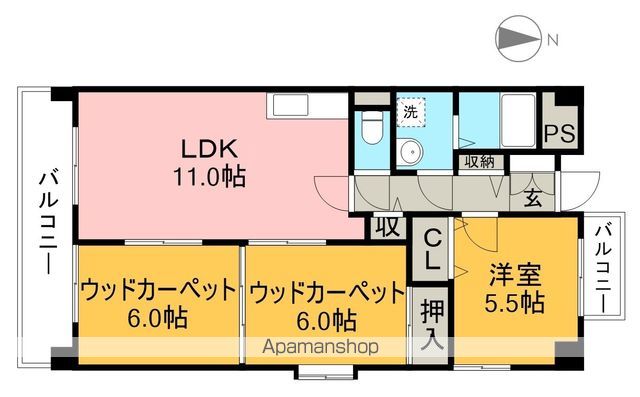 クレスト廿代 1002号室 間取り