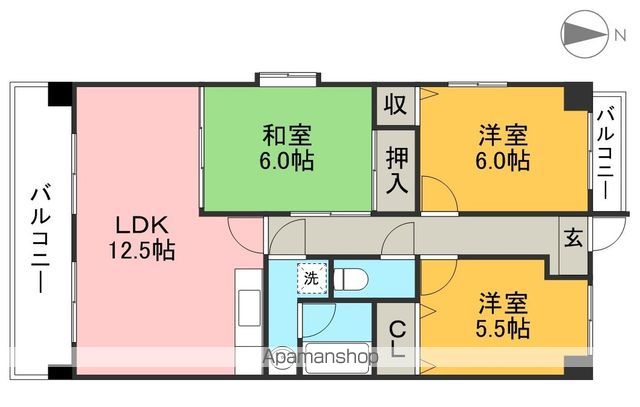 クレスト廿代 1101号室 間取り