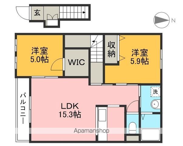 ロココ・モダン舞高 202号室 間取り