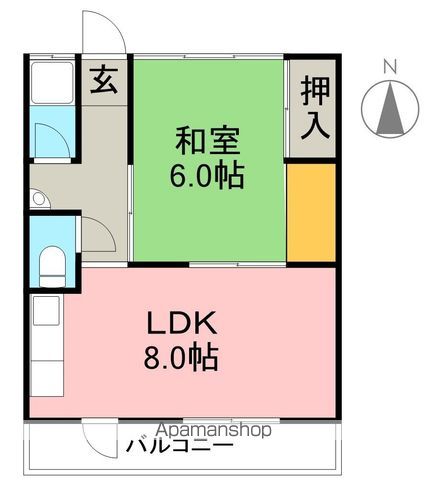 ハイツ高知 3F東号室 間取り
