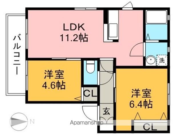 フレグランス桃源 201号室 間取り