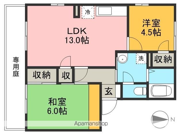 フジパレス高知　Ｈ棟 102号室 間取り