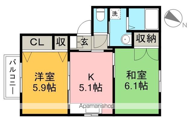 ハイツ・フローラル　Ａ棟 102号室 間取り