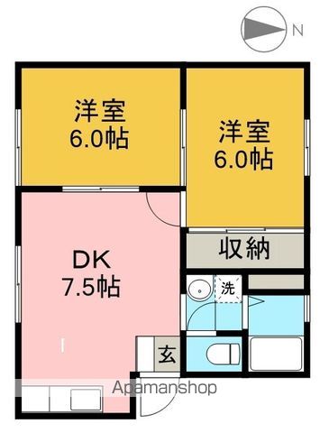 オルテンハウス　Ａ棟 102号室 間取り