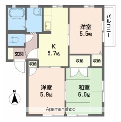 グローバルフォレスト 202号室 間取り