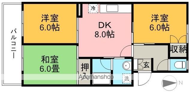 リバーハイツ比島Ⅰ 202号室 間取り