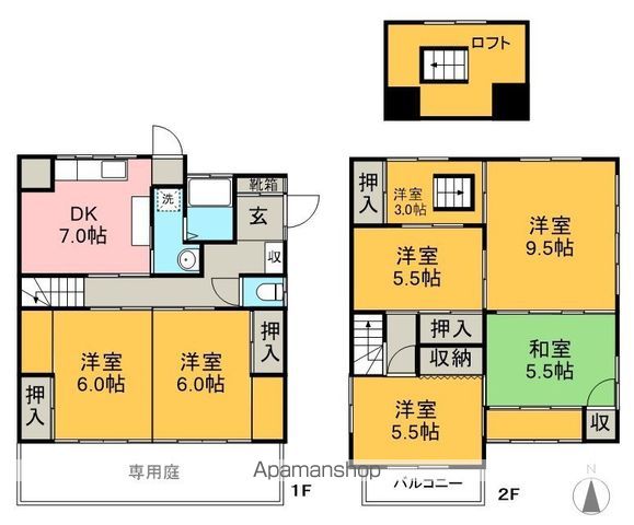 中水道貸家（７ＤＫ） 間取り