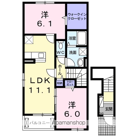 紫陽花・Ⅵ 201号室 間取り