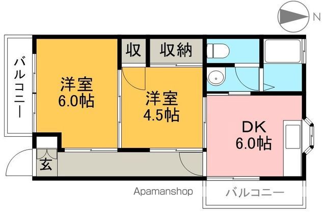 前田マンション 2F西号室 間取り