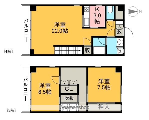 ＨＡＢＩＴ　南棟 405号室 間取り