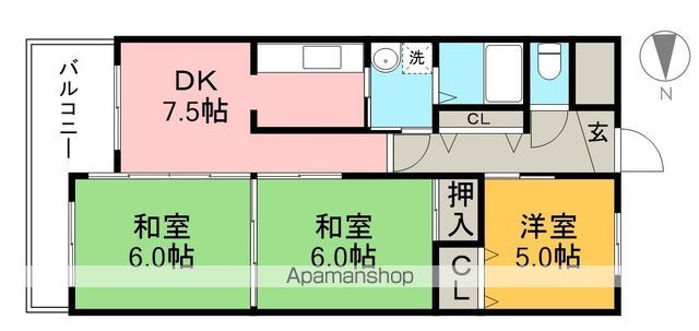 セゾンＳＡＫＡＭＯＴＯ 206号室 間取り
