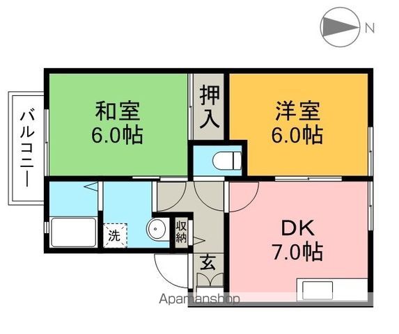 エステート六泉寺　Ｂ棟 201号室 間取り