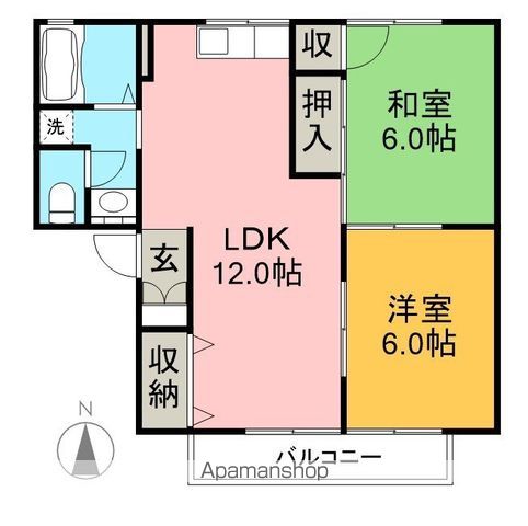 セジュール柿の木Ⅰ 203号室 間取り
