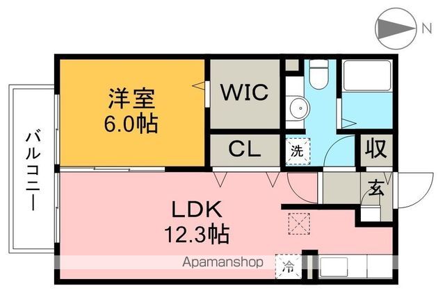 リヴェール北御座　Ｂ棟 102号室 間取り