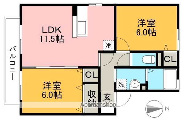 ボナール万々　Ｂ棟 間取り
