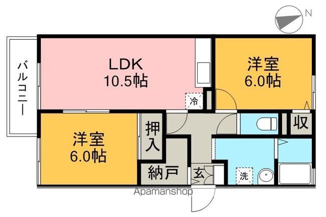 セジュール妙見　Ｂ棟 201号室 間取り