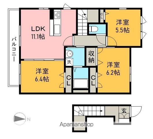 シャーメゾン万々Ⅰ 201号室 間取り