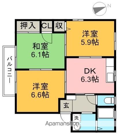 ハートハイツ　Ｃ棟 201号室 間取り