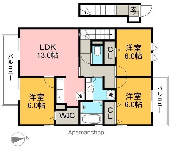 ラフィーネ　Ａ棟 201号室 間取り
