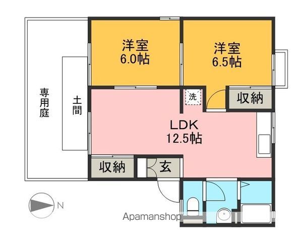セジュール学園前 102号室 間取り