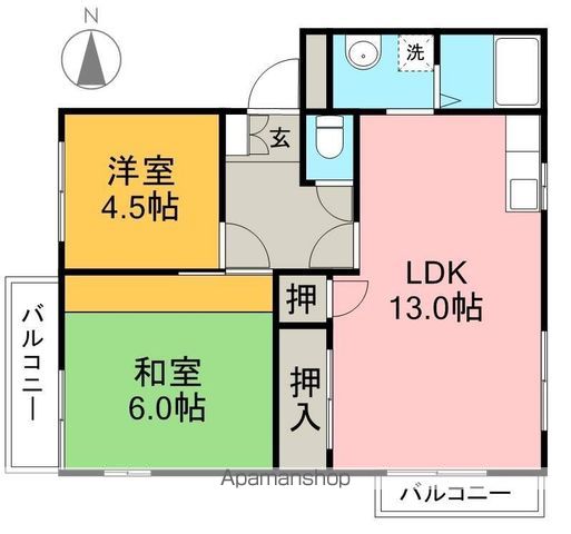 フジパレス高知　Ｂ棟 202号室 間取り