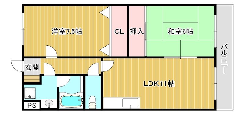 エスペラント　近江八幡市出町 102号室 間取り