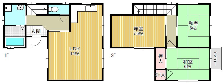今宿2丁目貸家A 間取り