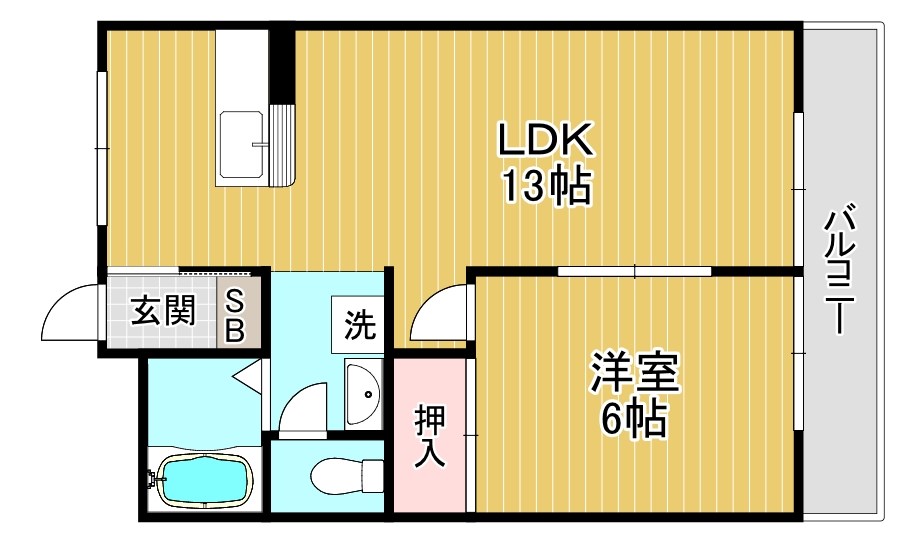 グランドール野洲 203号室 間取り