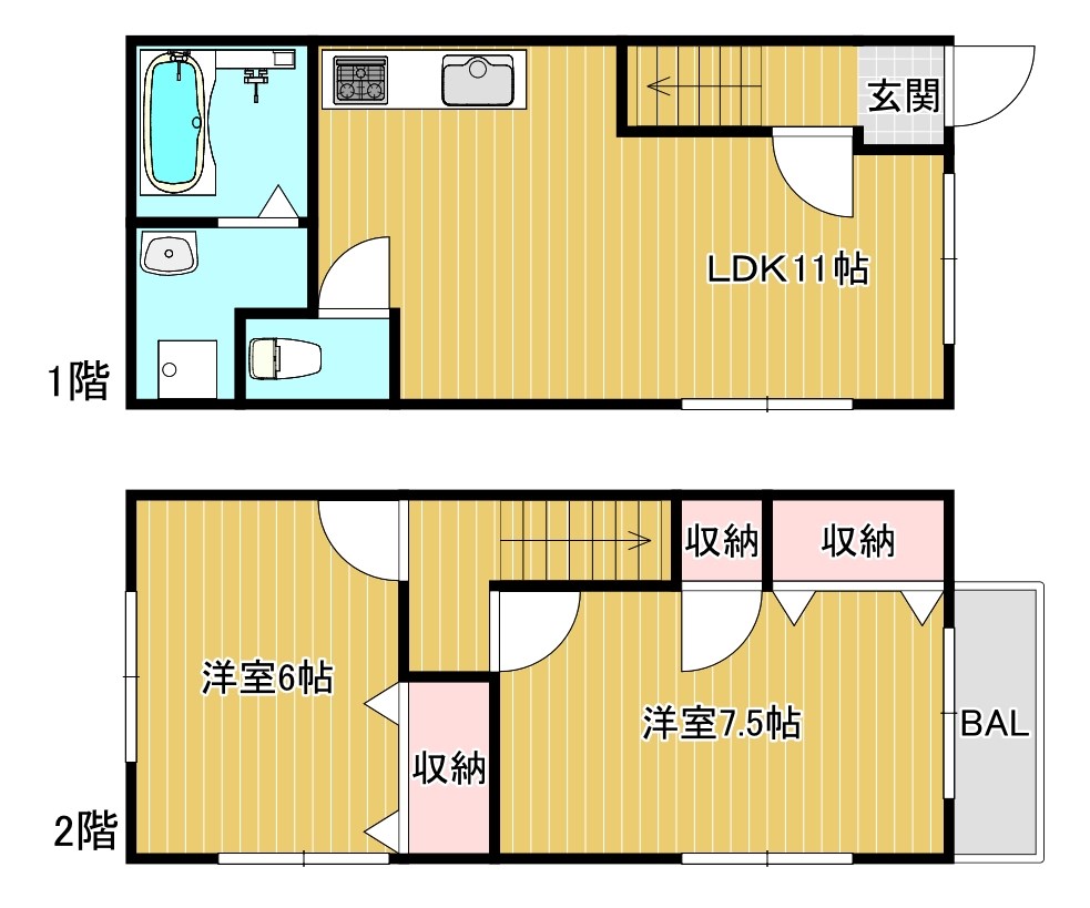 テラスハウス  F号室 間取り