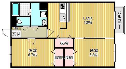 ア・レーズⅢ番館 202号室 間取り