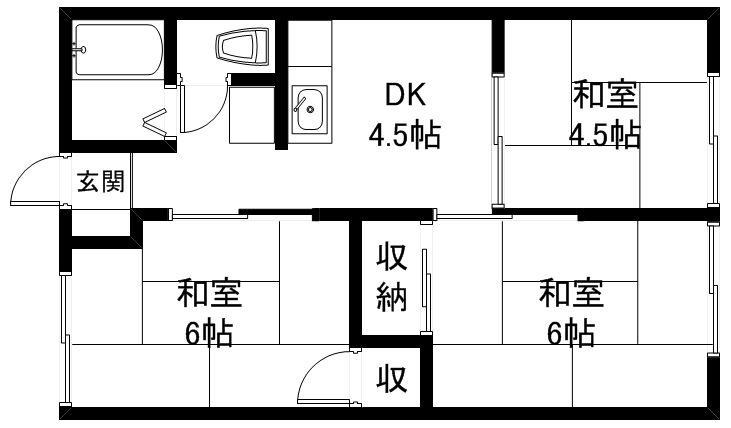 ハイツ物部 205号室 間取り