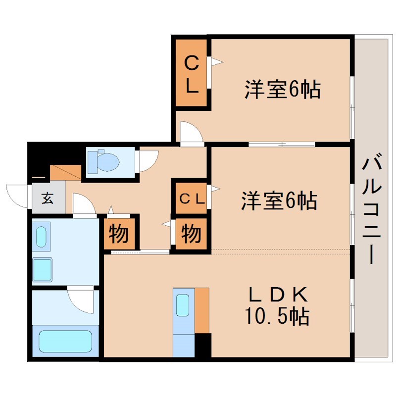 クレストブルー 201号室 間取り