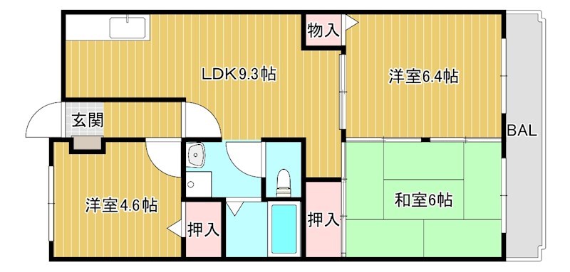 シャルマンクレール 201号室 間取り