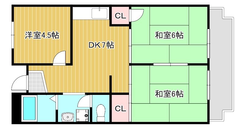 八日市ウイング 101号室 間取り