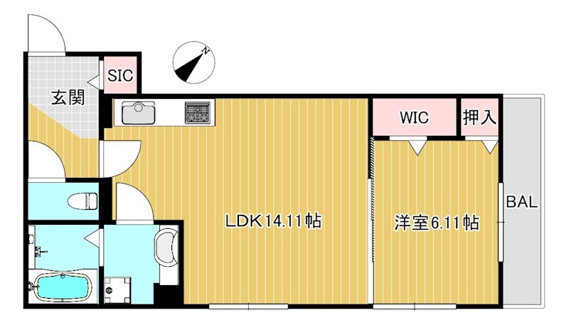 LA　VILLA五個荘A 103号室 間取り