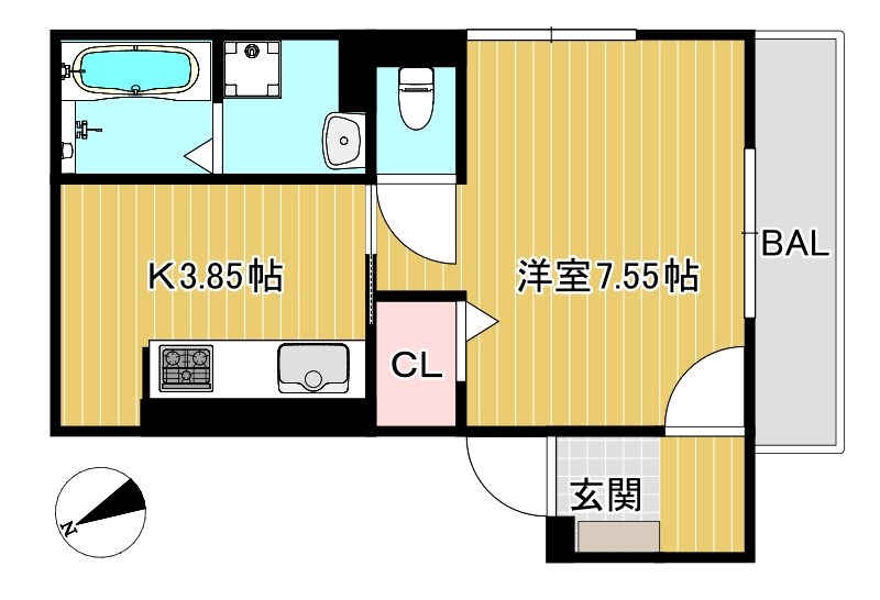 LA VILLA五個荘　B棟 202号室 間取り