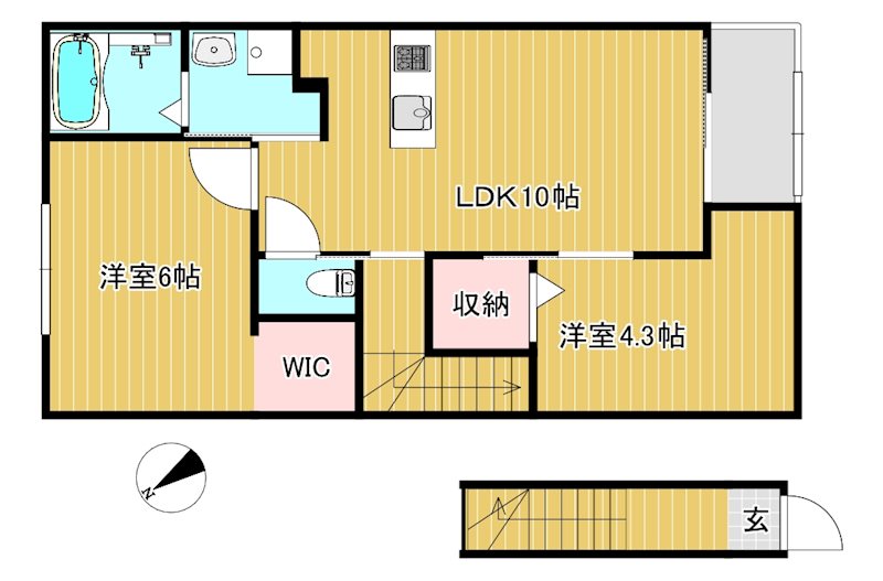 グランドソレーユⅡ番館 206号室 間取り