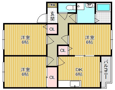 カーサ野洲  B-205号室 間取り