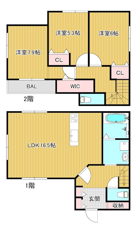 安養寺町戸建て貸家１ 間取り