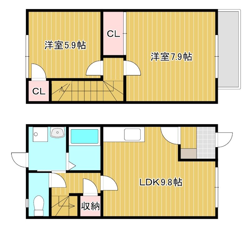 ｍｅｒｖｅｉｌｌｅｕｘ　ＩＳＩＺＵＫＡ　 A2号室 間取り
