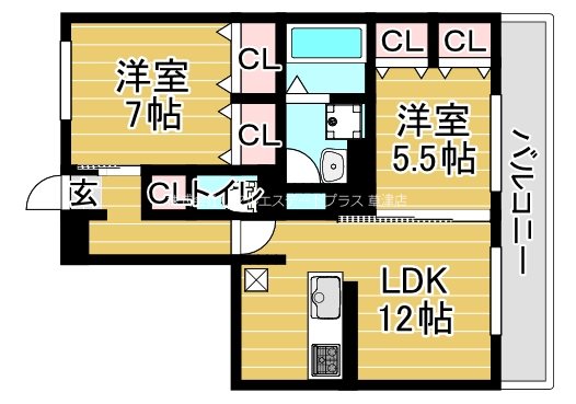 セジュールカルム 101号室 間取り