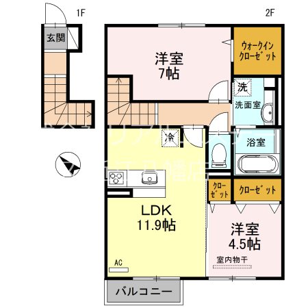 コンフォルタA棟  201号室 間取り