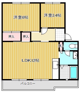 エルムハウス 401号室 間取り