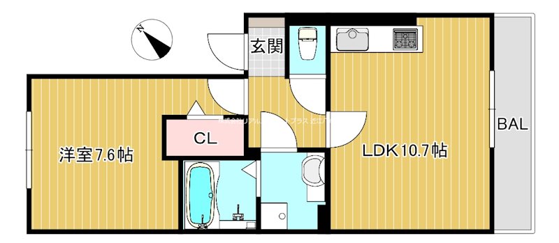 クレメント五箇荘 305号室 間取り