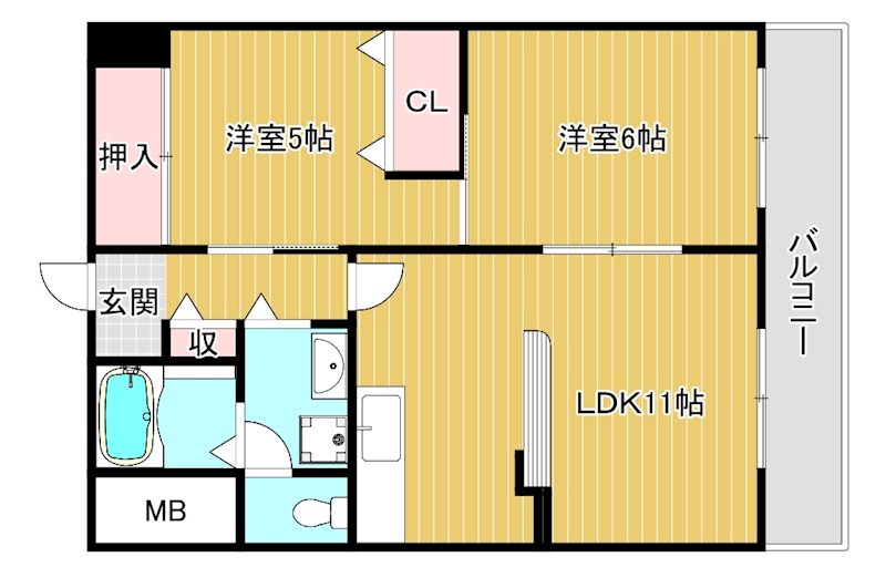 タイハイツ桜宮 734号室 間取り