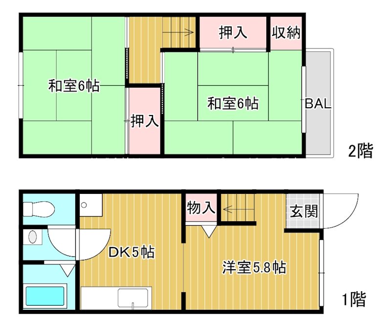 近江八幡市上田町　戸建貸家 間取り