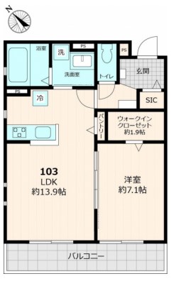 フリジア 303号室 間取り